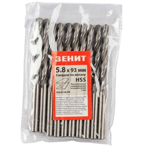 Свердло Зеніт HSS по металу 5.8х93 мм (10 шт) (30300058) зображення 1