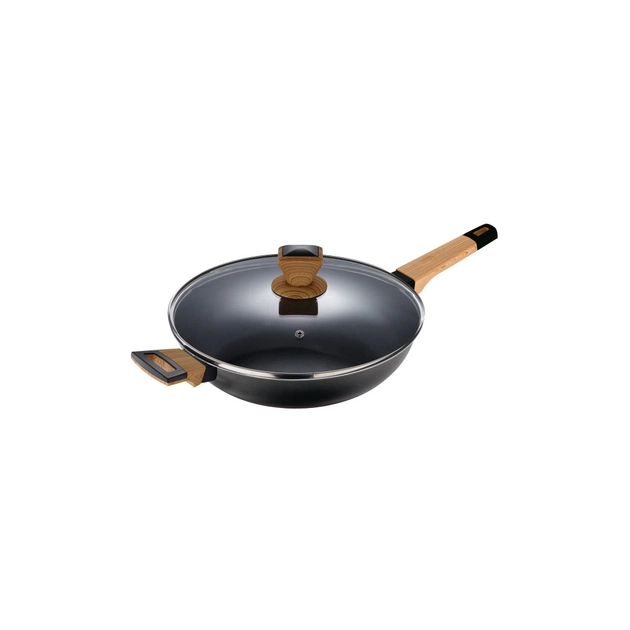 Сотейник Bergner Earth black з кришкою та довгим руків'ям 28 см (BG-34628-BK) - зображення 1