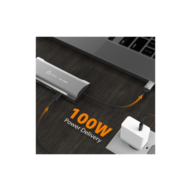 Концентратор J5create USB-C 9-in-1 2xUSB 3.2 + 2xUSB-C PD + 2xHDMI 4K + DisplayPort + SD/TF + RJ45 1000Mbps gray (JCD397-N) - picture 7