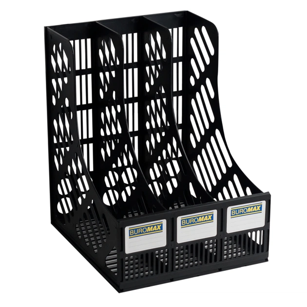Лоток для бумаг Buromax вертикальный 3 в 1 черный (BM.6100) - изображение 1