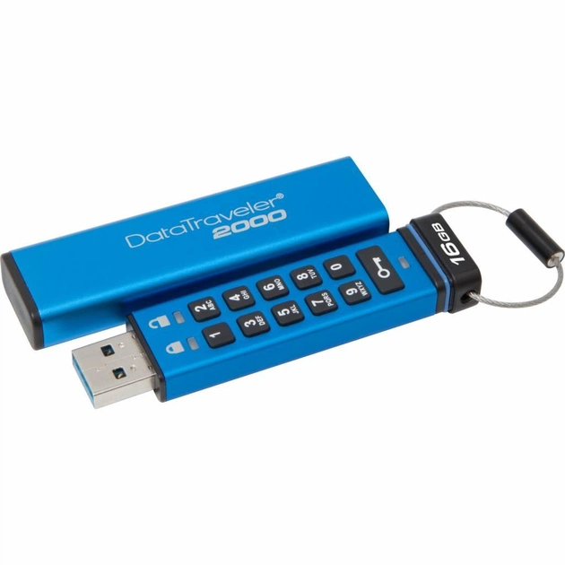USB флеш накопичувач Kingston 64GB DT 2000 Metal Security USB 3.0 (DT2000/64GB) - зображення 1