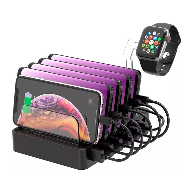 Зарядний пристрій Choetech 6xUSB 68W Charing Station (6хUSB-A) 2xMicroUSB 2xLighting 2xUCB-C (Q3008-EU-BK) - зображення 1
