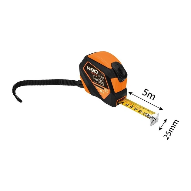 Рулетка Neo Tools 5мx25мм, з фіксатором змотування, магніт (67-233) - picture 4