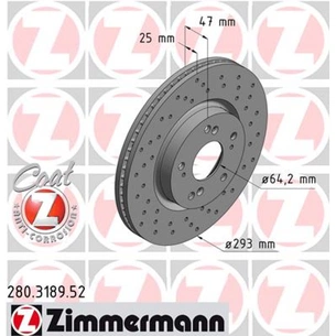 Гальмівний диск ZIMMERMANN 280.3189.52 зображення 1