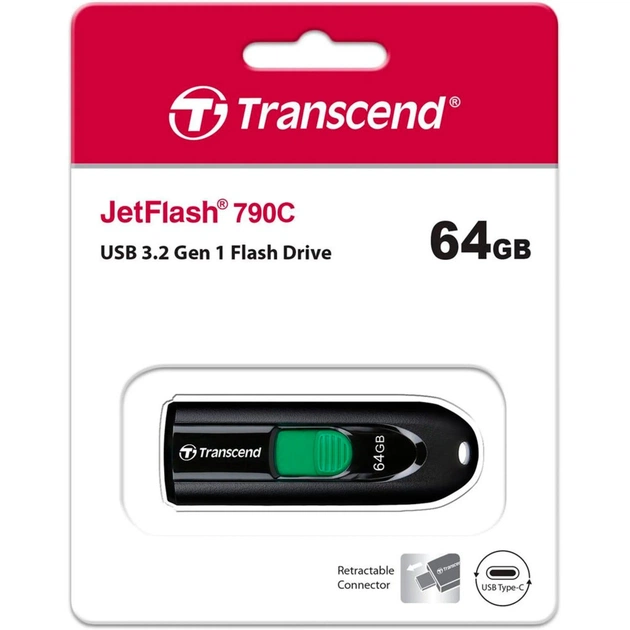 USB флеш накопичувач Transcend 64GB JetFlash 790C Black USB 3.1 Type-C (TS64GJF790C) - picture 7