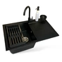 Мийка кухонна Adamant Horizon чорний + змішувач + дозатор + ополіскувач склянок + коланд (4824296106303) - зменшене зображення 1