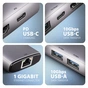 Концентратор AXAGON USB-C to 2xUSB-A + 1xUSB-C + HDMI + RJ45 + PD100W 0.15m gray (HMC-6G2L) - зменшене зображення 4