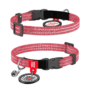 Нашийник для тварин WAUDOG Re-cotton з QR паспортом, пластиковий фастекс XS червоний (16423) зображення 1