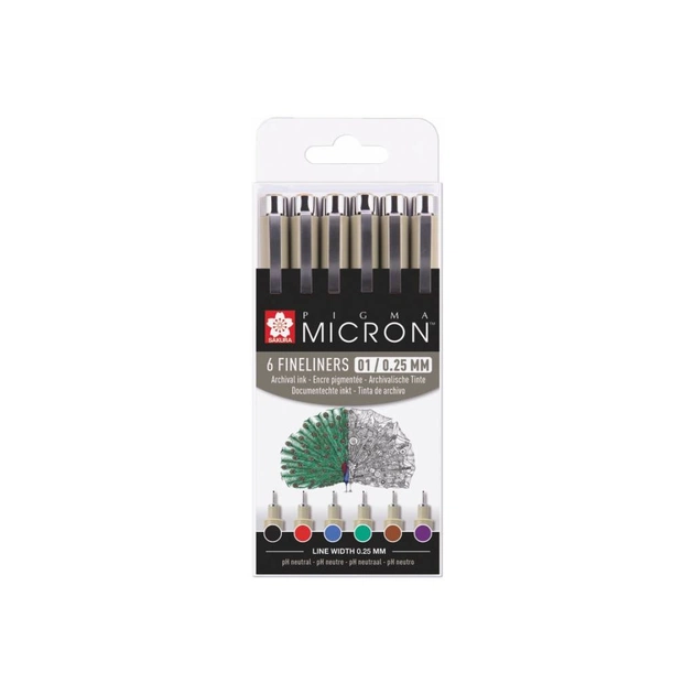 Лайнер Sakura Набор Pigma Micron 01 BASIC 6 цветов (8712079421748) - изображение 1