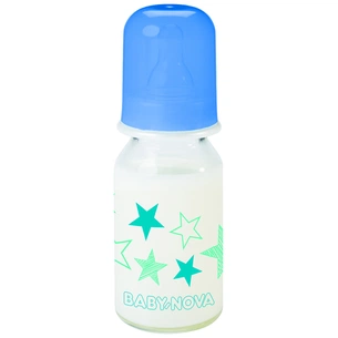 Пляшечка для годування Baby-Nova Декор скляна 125 мл Синя (3960332) зображення 1