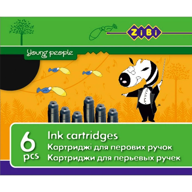 Чорнило для пір'яних ручок ZiBi capsules black, 6шт (ZB.2272-02) - изображение 1