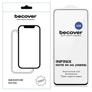 Скло захисне BeCover 10D Infinix Note 50 4G (X6858) Black (714760) зображення 1