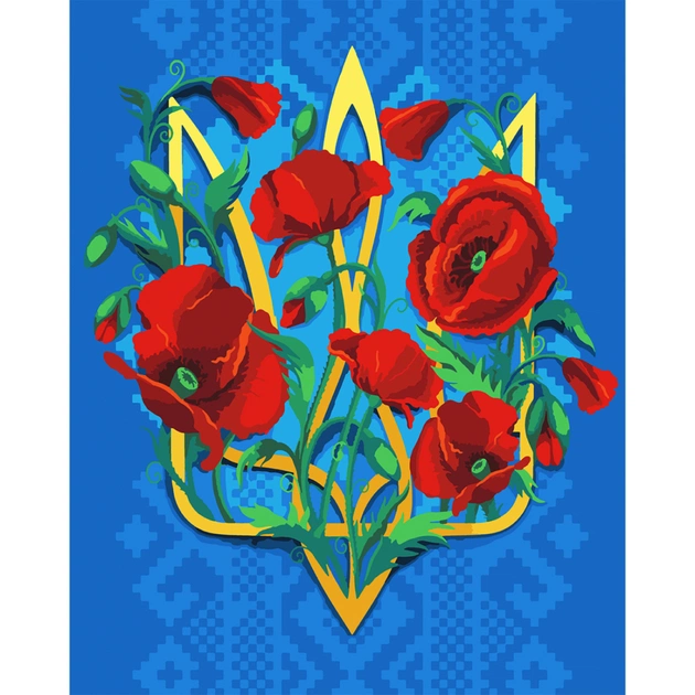 Картина по номерам Santi Тризуб з маками 40*50 см (954426) - зображення 1