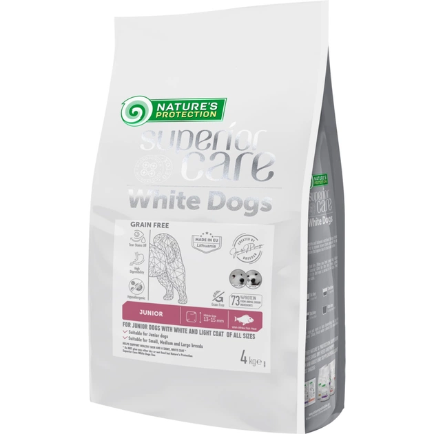 Сухой корм для собак Nature's Protection Superior Care White Dogs Grain Free White Fish Junior All Sizes 4 кг (NPSC47596) - изображение 1