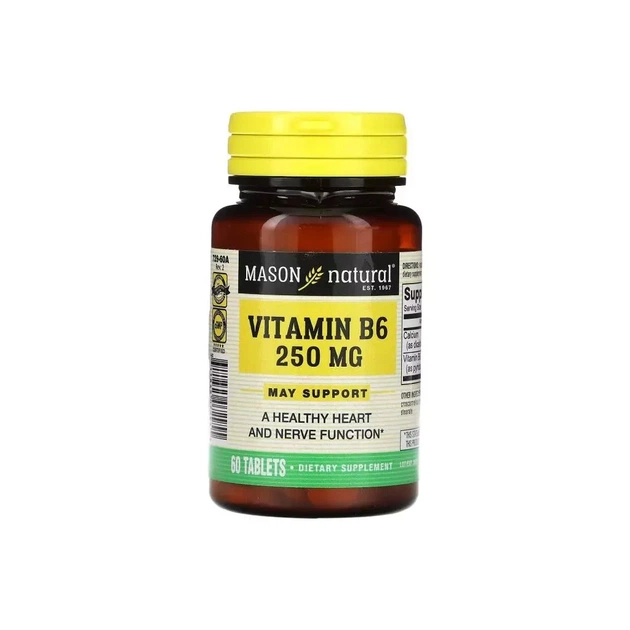 Вітамін Mason Natural Вітамін B6, 250 мг, Vitamin B6, 60 таблеток (MAV-07295) - зображення 1