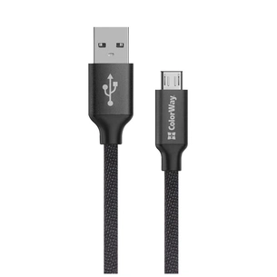Дата кабель USB 2.0 AM to Micro 5P 2.0m black ColorWay (CW-CBUM009-BK) зображення 1