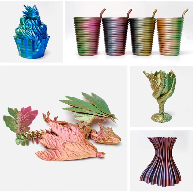 Пластик для 3D-принтера eSUN ePLA-Silk Mystic 1.75мм 1kg gold-red-green (ePLA-SilkMystic-P175GRG1) - picture 5