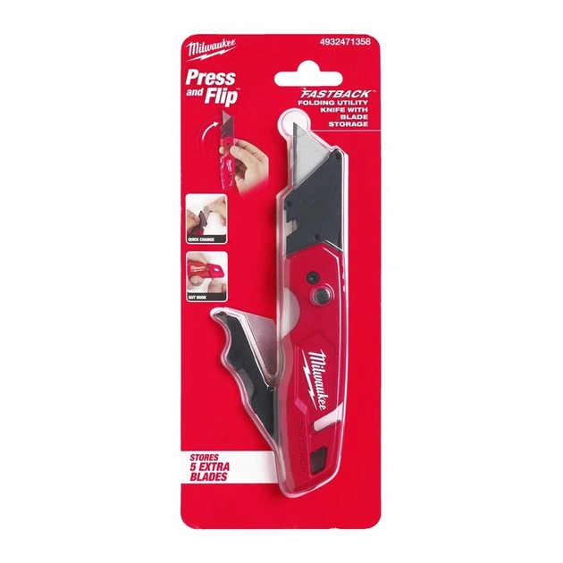 Ніж монтажний Milwaukee FASTBACK складний багатофункціональний с хранением лезвий (4932471358) - picture 4
