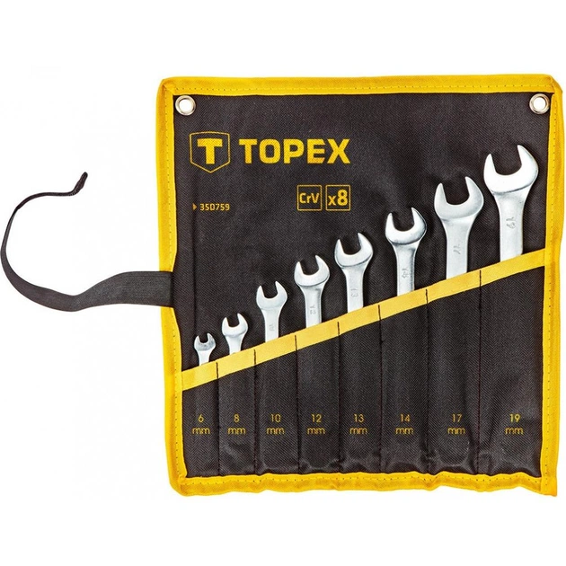 Ключ Topex набір комбінованих, 6-19 мм, 8 шт. (35D759) - зображення 1