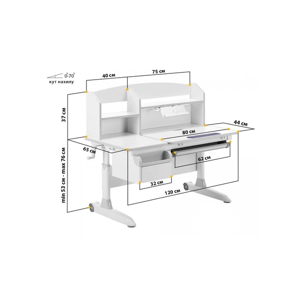 Парта ErgoKids Romana W Multicolor (Evo-70 W/MC) - picture 6