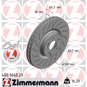 Гальмівний диск ZIMMERMANN 400.3660.20 зображення 1