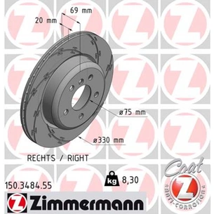 Гальмівний диск ZIMMERMANN 150.3484.55 зображення 1