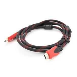 Кабель мультимедійний HDMI to HDMI 1.8m v1.4, OD-7.4mm Black/RED Merlion (YT-HDMI(M)/(M)NY/RD-1.8m) зображення 1