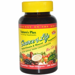 Мультивітамін Natures Plus Мультивітаміни, Source of Life, 180 міні таблеток (NAP-30583) зображення 1