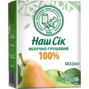 Сік дитячий Наш Сік Яблучно-грушевий 200 мл (4820264290032) изображение 1