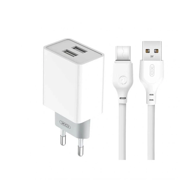 Зарядний пристрій XO L65 адаптер 2USB / 2.4А + Type-C white (XO-L65-TC) - изображение 1