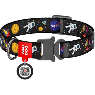 Нашийник для тварин WAUDOG Nylon з QR паспортом NASA металічна пряжка-фастекс XL (5123) зображення 1