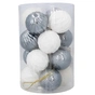 Ялинкова іграшка Chomik пластикові кульки 16 шт, 4 см, сріблясті і біли (5900779877351_3) - зменшене зображення 1