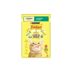Вологий корм для кішок Purina Friskies шматочки у підливі з качкою 85 г (7613036962278) зображення 1