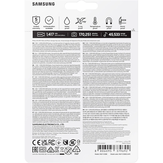 USB флеш накопичувач Samsung 512GB Bar Plus Champagne Silver USB 3.2 (MUF-512BE3/APC) - picture 8