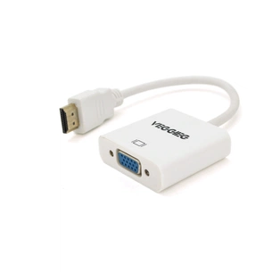 Перехідник HDMI M to VGA F 0.25m white VEGGIEG (YT-C-H-V1W) зображення 1