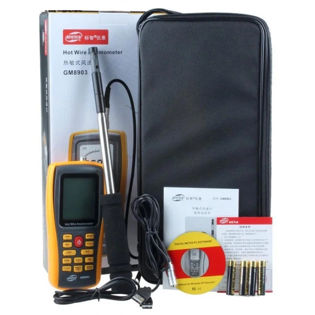 Анемометр Benetech термоанемометр професійний USB 0,3-30 м/с, 0-45°C (GM8903) - picture 2
