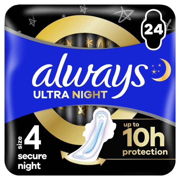 Гігієнічні прокладки Always Ultra Secure Night (Розмір 4) 24 шт. (8006540093764) - зображення 1