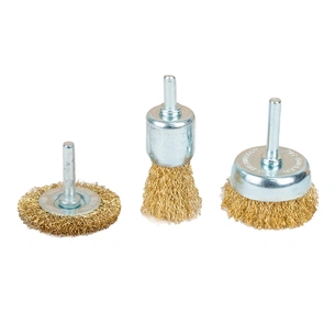 Щітка для електроінструменту Sigma набір 3шт, 25; 50; 50мм хвостовик 6мм, латуновані (9010011) зображення 1