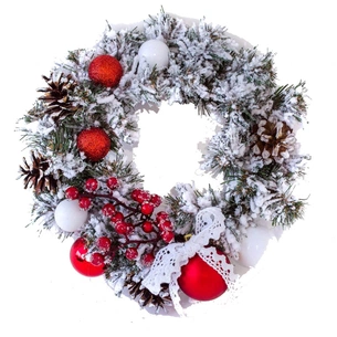 Різдвяний вінок YES! Fun Ностальгія 15 см Біло-зелений (903773) picture 1