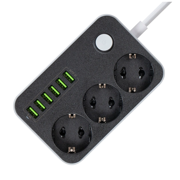 Мережевий фільтр живлення ColorWay CW-CHЕ36B, 3 розетки/6USB Black 1.8M (CW-CHE36B) - picture 4