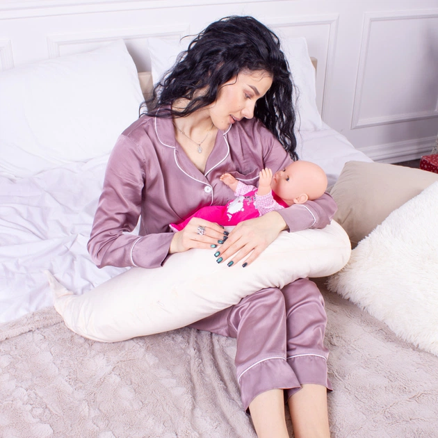 Подушка MirSon для вагітних та годування №8302 Velvet Line 28-0004 Cream Велюр 30х170х20 см (2200006200277) - picture 8