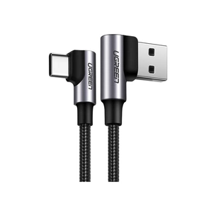 Дата кабель USB 2.0 AM to USB-C 2.0m 3A 90° corner US176 black Ugreen (20857) зображення 1