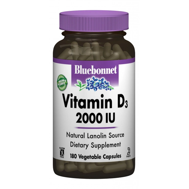Вітамін Bluebonnet Nutrition Вітамін D3 2000IU, 180 вегетаріанських капсул (BLB-00315) - изображение 1