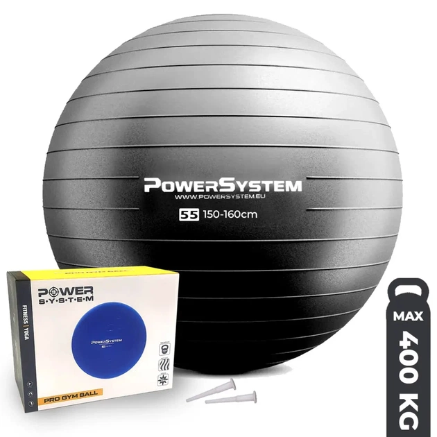 М'яч для фітнесу Power System PS-4011 Pro Gymball 55 см Black (4011BK-0) - зображення 1