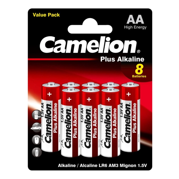Батарейка Camelion AA LR6 Plus Alkaline * (5+3) (LR6-BP5+3) - изображение 1