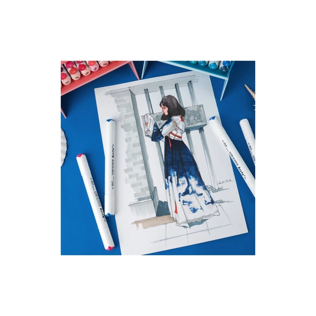 Художній маркер Arrtx Спиртові Alp ASM-02BU 24 кольори Сині відтінки (LC302215) - picture 6