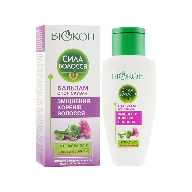 Кондиціонер для волосся Біокон Сила волосся Бальзам ополіскувач Зміцнення коренів 205 мл (4823110303313) - picture 3