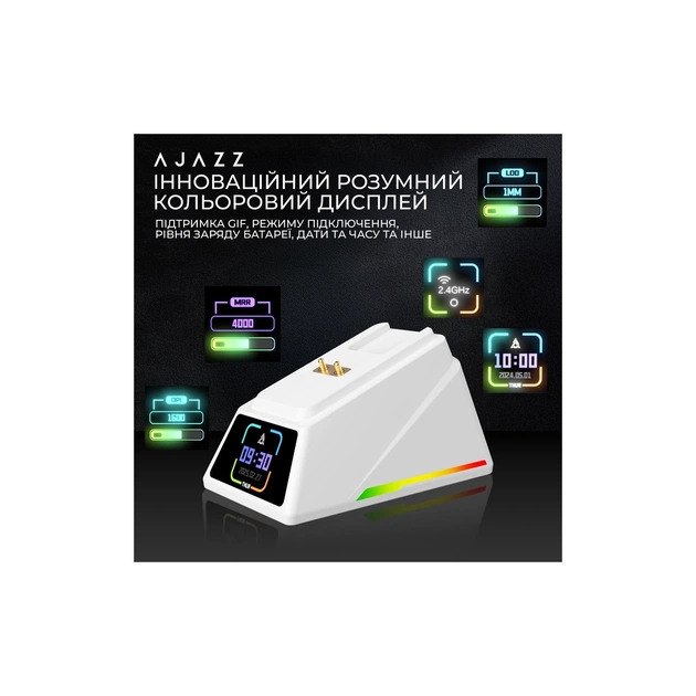 Мишка Ajazz AJ159 APEX Wireless/Bluetooth/USB White (AJM159-A-W) - зображення 12