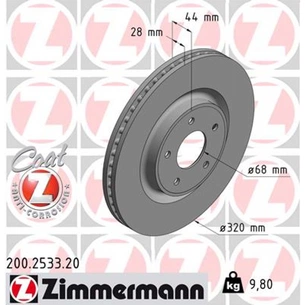 Гальмівний диск ZIMMERMANN 200.2533.20 зображення 1