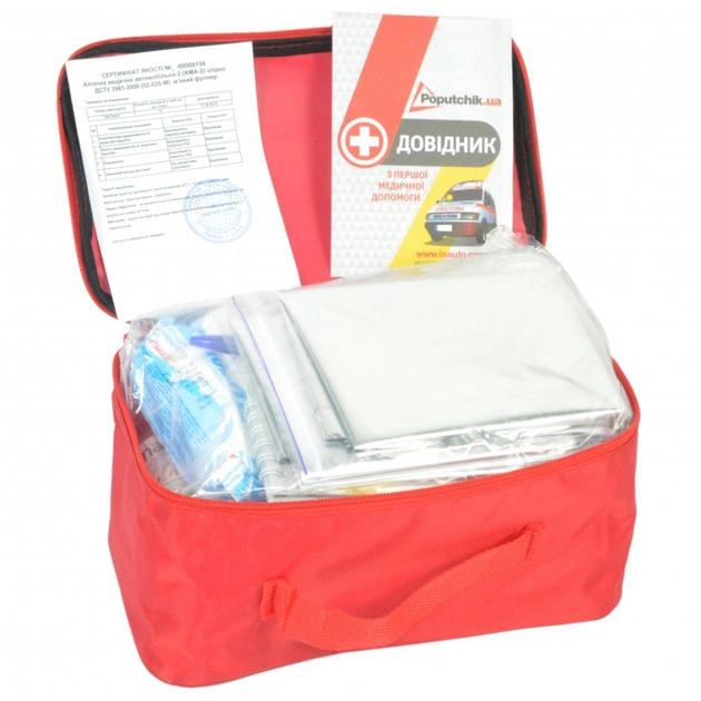 Автомобільна аптечка Poputchik -2 (АМА-2) згідно ДСТУ 3961-2000 футляр м'який червоний 30х1 (02-025-М) - picture 3